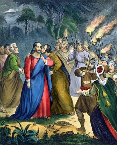 Judas Betrays his Master, from a bible printed by Edward Gover, 1870